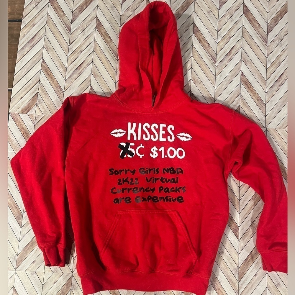 Boys custom red valentines hoodie funny nba2k22